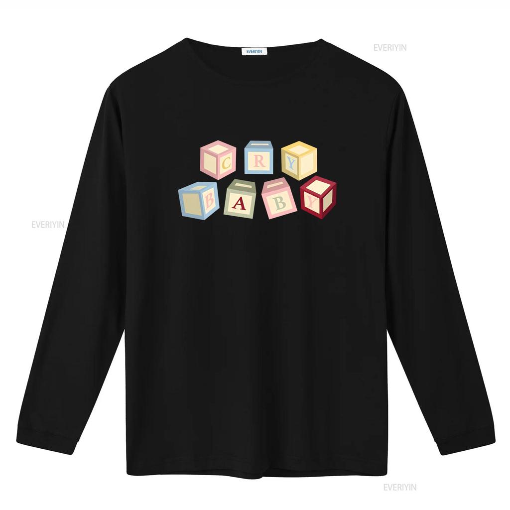 Melanie Martinez Cry Baby Alphabet Blocks Print T Shirt for Boys Vintage Washed Homme Soft Top For Everyday Wear Fashion