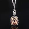 Jewelry Copper Bottom Gold-Plated Simulation Orange Red Zircon Luxury Inlaid Light Luxury Square 20 * 23 Pendant Necklace