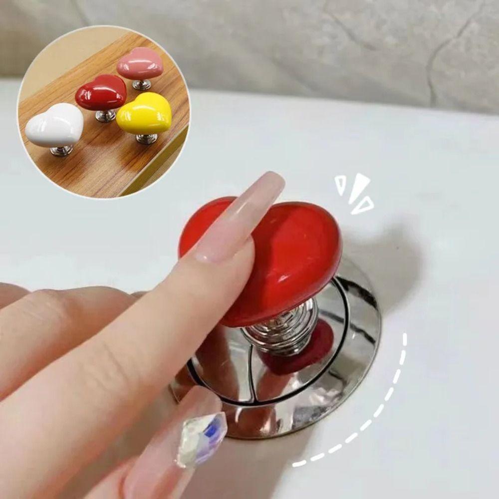 2pcs Creative Heart Shaped Toilet Press Love Colorful Toilet Button Nail Protector Water Tank Buttons Bathroom Supplies