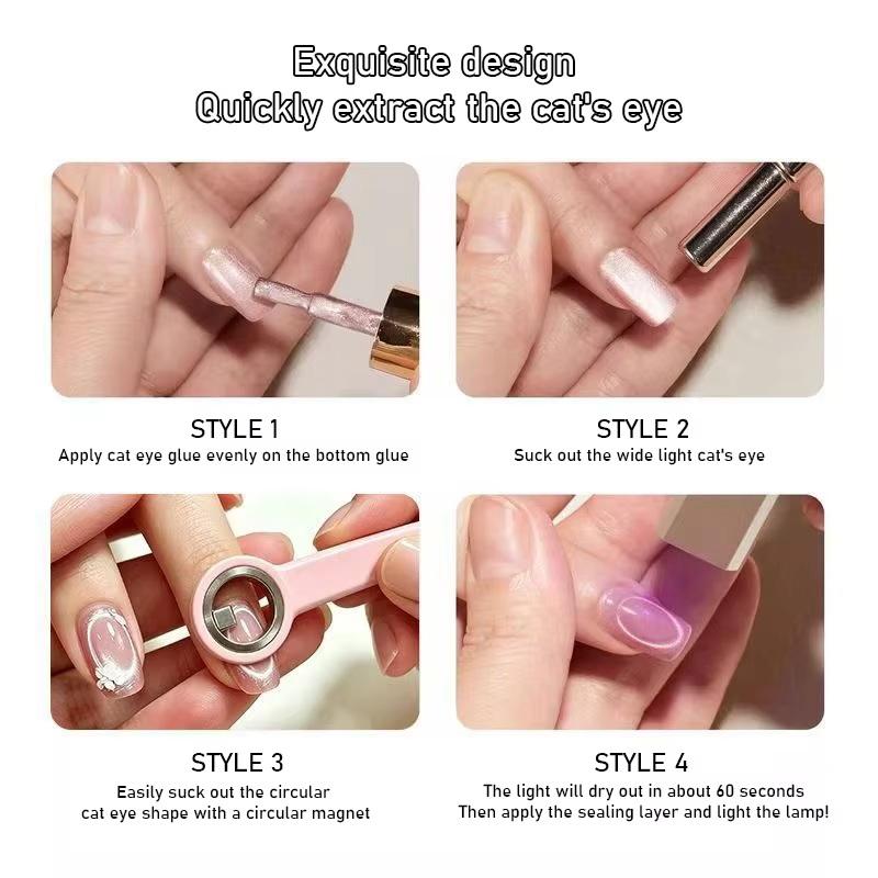Anello Magnetico per Unghie Cat Eye Strumento Magnetico con Manico per Smalto Gel Cat Eye Manicure Fai da Te Strumenti per Manicure