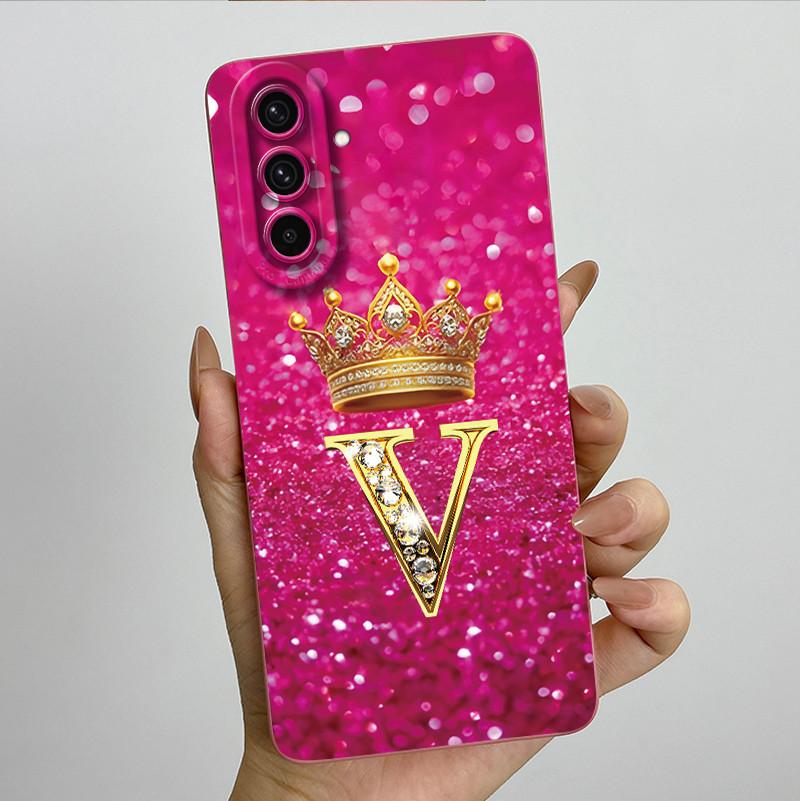 For Samsung Galaxy A37 A57 5G 2025 Crown Initial Letter Couple Phone Case SM-A376B SM-A5760 Soft Silicone Lens Protective Casing