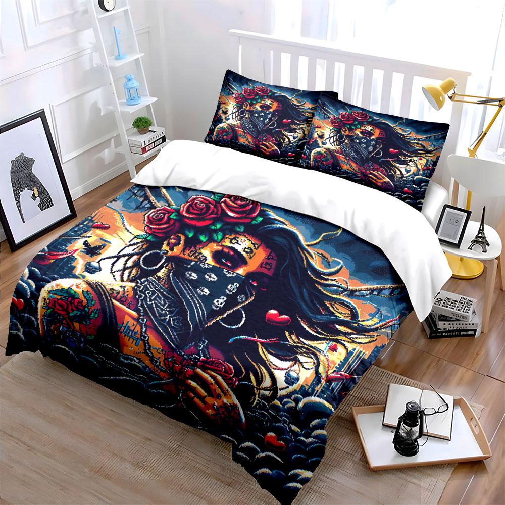 Urban Art Style Decor Set Bedding Set With 1 Duvet Cover 2 Pillowcases Single Double King Queen, Gift