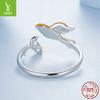 Cute Yellow Warbler Open Ring S925 Sterling Silver Simple Temperament Versatile Bird Ring