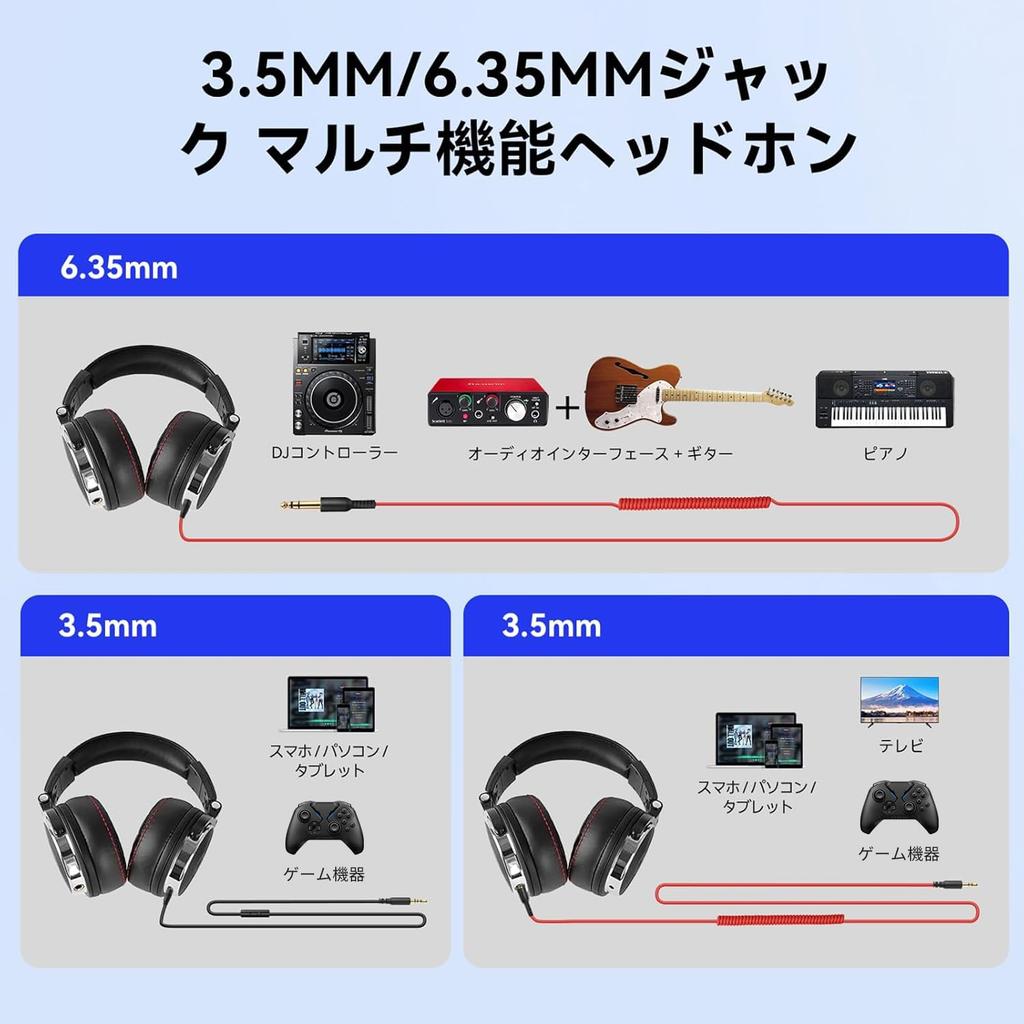 OneOdio Pro50 Wired Headphones with 50mm Professional Monitor Headphones for Studio Instrument TV and Movies High-Resolution Drivers, DJing,