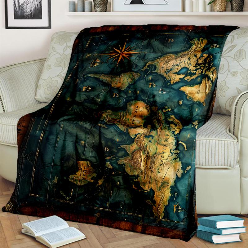 29 Style New Retro Marine Nautical Chart Compass Map Blanket,Soft Throw Blanket for Home Bedroom Bed Sofa Travel Office Cover