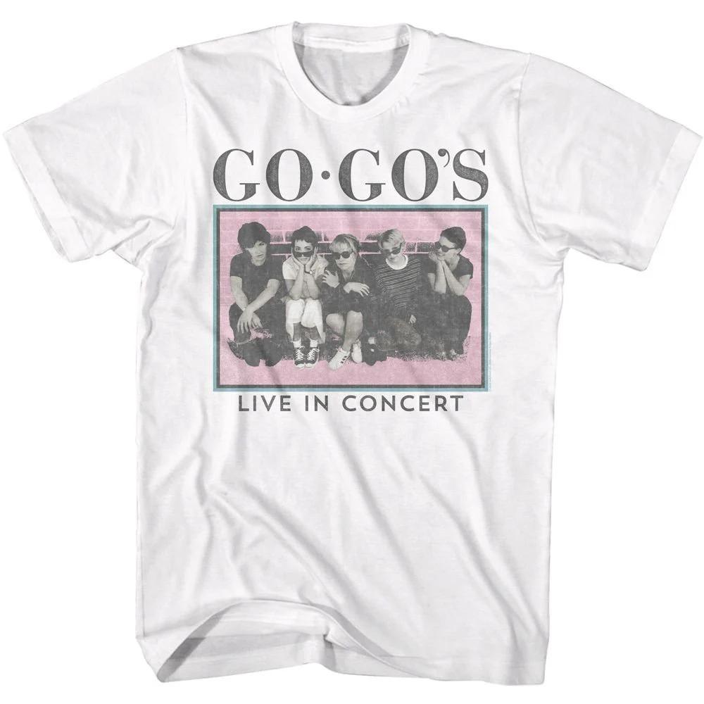 

The GoGos Live In Concert White Adult TShirt Summer Unisexs and Womens Loose and Breathable Tshirt Top 4XL