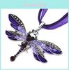 Elegant Alloy Jewelry Dragonfly Pendant Necklace Sweater Chain For Women