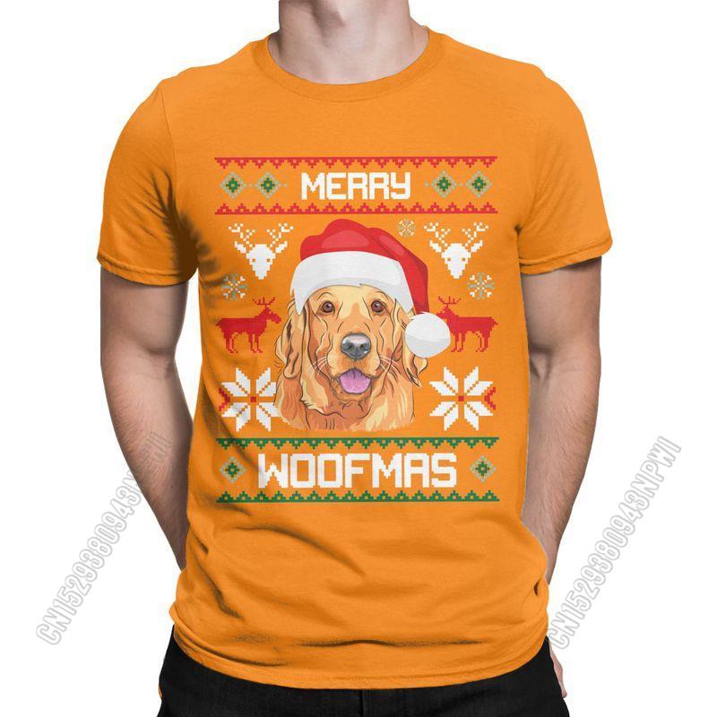 Unisexs TShirt Golden Retriever Merry Woofmas Christmas Crazy Cotton Tee Shirt Stylish Chic Dog T Shirts Round Collar Clothes