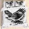 3D Eagle Duvet Cover, Dirt Bike Bedding Set For Kids Teens Adult Room Decor, Motocross Animals Black Printed Comforter Covers