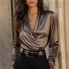 2025 V-Neck Cross-Border Shirt with Belt Decoration