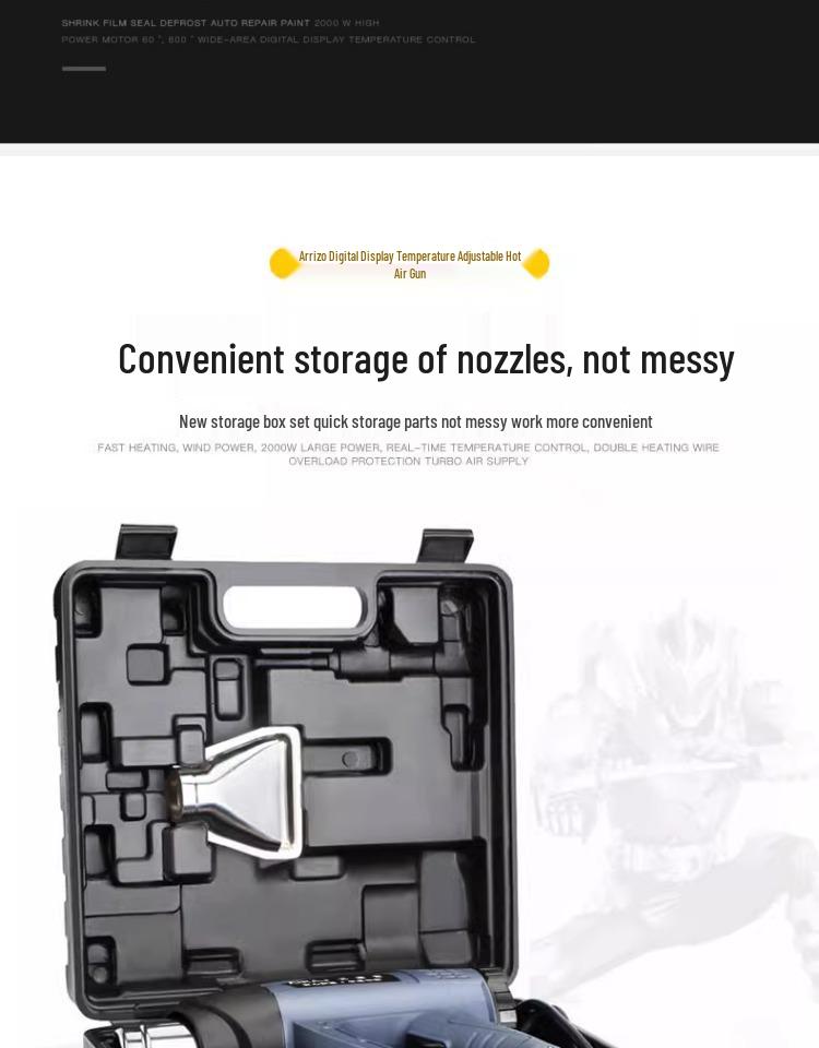 Arrizo High-Power Portable Heat Gun for Electronic Repair & Heat Shrink Applications
