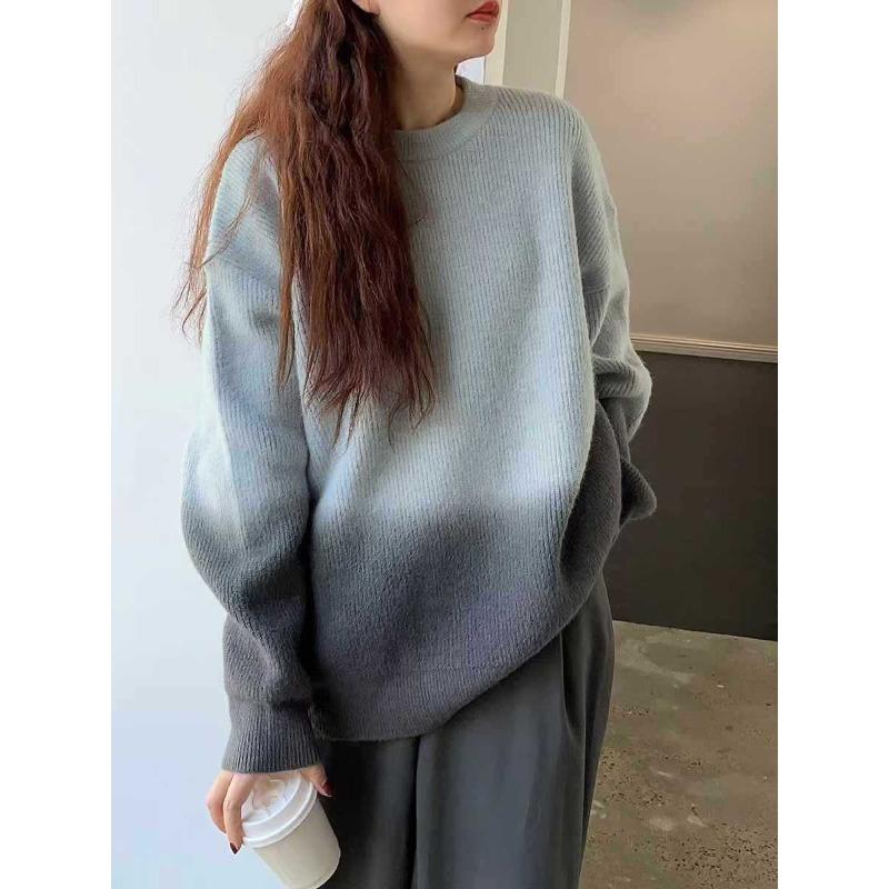 

Осень и зима новая мода пуловер с круглым вырезом нежный сладкий ленивый ветер свободный мягкий восковой вязаный свитер верхняя одежда average size