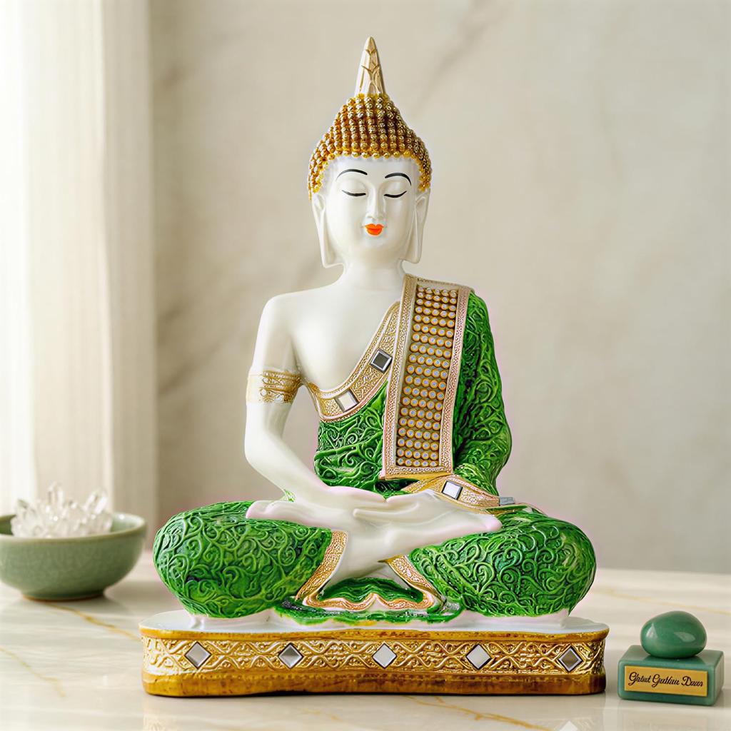 New Limited Edition 25 Centimetre Meditating Sitting Buddha Idol Statue Showpiece Home Decor Decoration Items for Living Room and Gifts