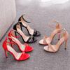 Plus Size 35-46 Shoes for Women Summer Pumps Sandals Wedding Party Evening Buckle Strap PU High Heel Shoes Sandalias De Mujer