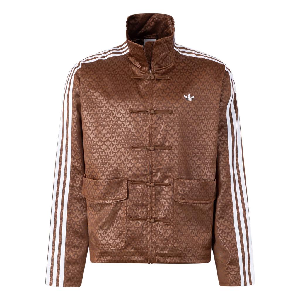 Adidas Originals FW24 CN TT Monogram Series Loose Fit Stand Collar Long Sleeve No Hood Pilot Jacket Unisex Jacket Brown JX4202