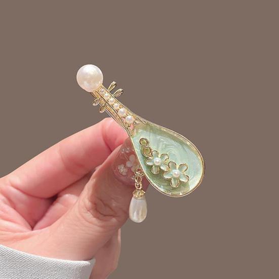 1/4Pcs Women Hair Clips Faux Pearl Decorations Floral Design Secure Fit Hair Pins Lute Shape Hairpins Formal Hairstyle Accessories