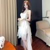 Elegant High-End White Mesh Princess Dress with Irregular Skirt for Special Occasions