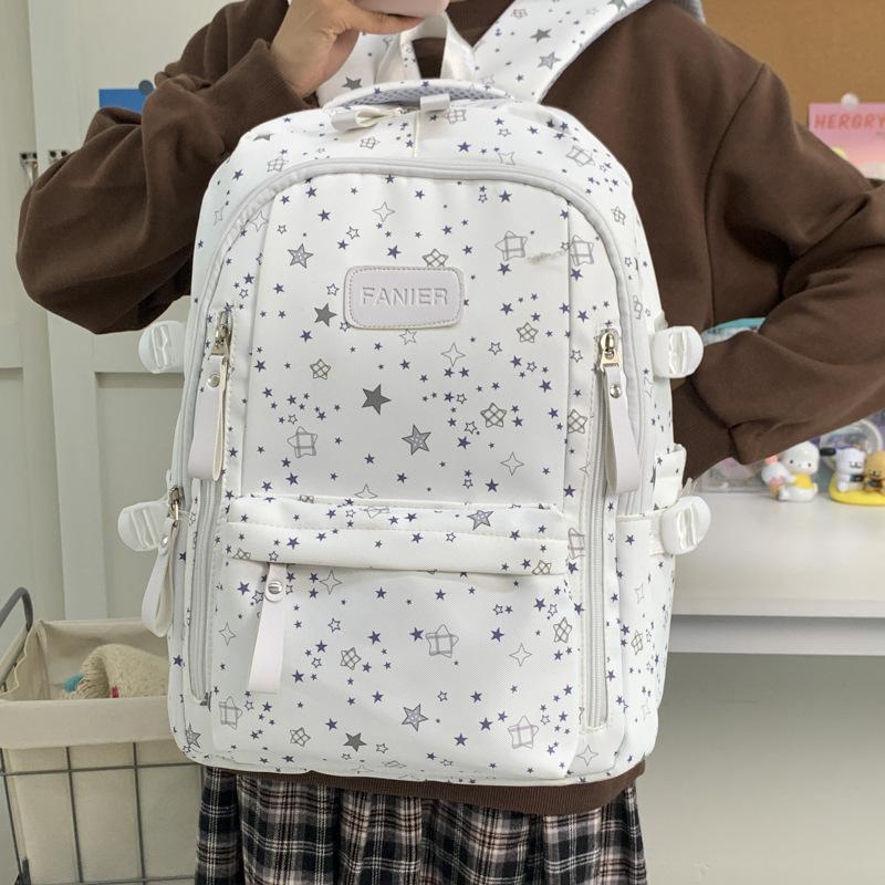 Schoolbag, Japanese-style backpack, niche, high-look, fresh and sweet, star backpack, double shoulder bag for middle and high school students
