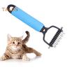 Pet Detangling Comb Handheld Undercoat Rake for Dogs Cats Double-Sided Stainless Steel Teeth Deshedding Grooming Brush for Thinning Shedding