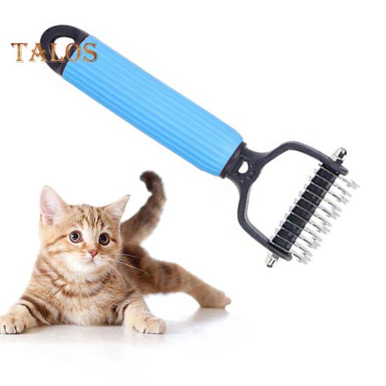 Pet Detangling Comb Handheld Undercoat Rake for Dogs Cats Double-Sided Stainless Steel Teeth Deshedding Grooming Brush for Thinning Shedding