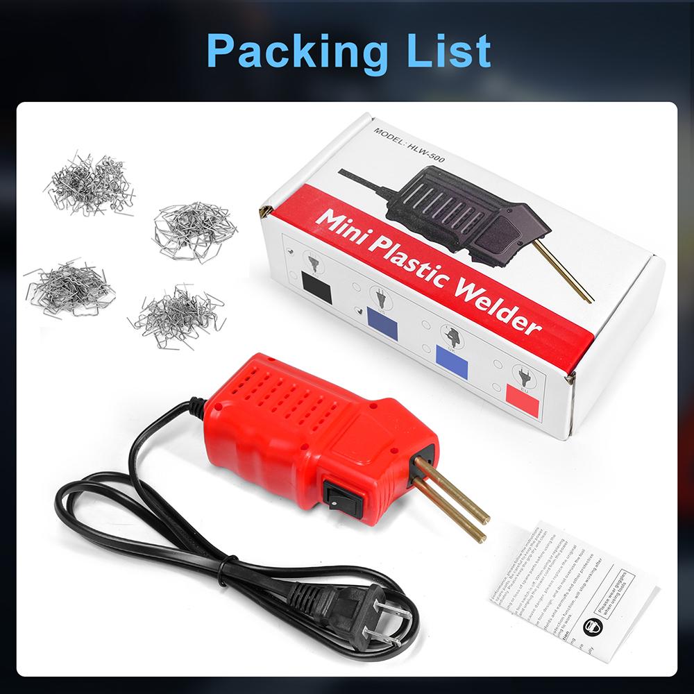 HLW-500 Mini Plastic Welder 50W Plastic Welding Machine 220V Welding Gun Car Bumper Repair Tool Soldering Iron Staples Tools Kit