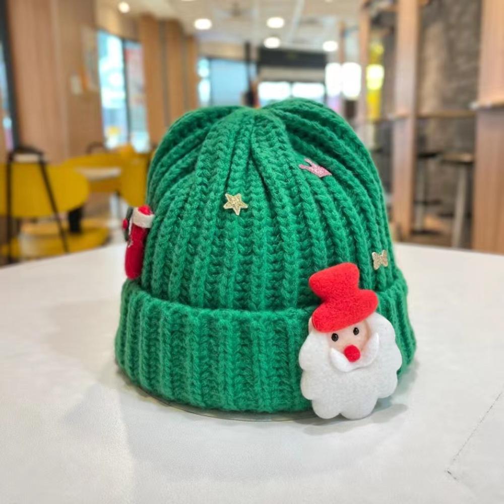 Soft Red Knitted Woolen Hat Plush Big Pullover Hat Fashion Christmas Plush Cap  Winter