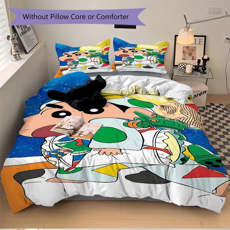 3pcs Crayon Shin-chan Duvet Cover Set - Soft & Breathable Bedding, Includes 1 Duvet Cover and 1/2 Pillowcases (No Insert) yy251107185