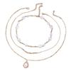 Geometric Artificial Pearl Pendant Necklace For Women With Multilayer Chain Summer Style