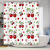 Modern Bathroom Shower Curtain Decorative with Cherry Print Red Green Polka Dots Polyester Fabric Water Resistant Home Decor Ite