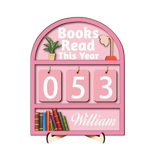 Book Read This Year Counter Sign Reading Tracker Plaque Bookshelf Decoration Handmade Wood Reading Challenge Tracker Book Lovers Gift
