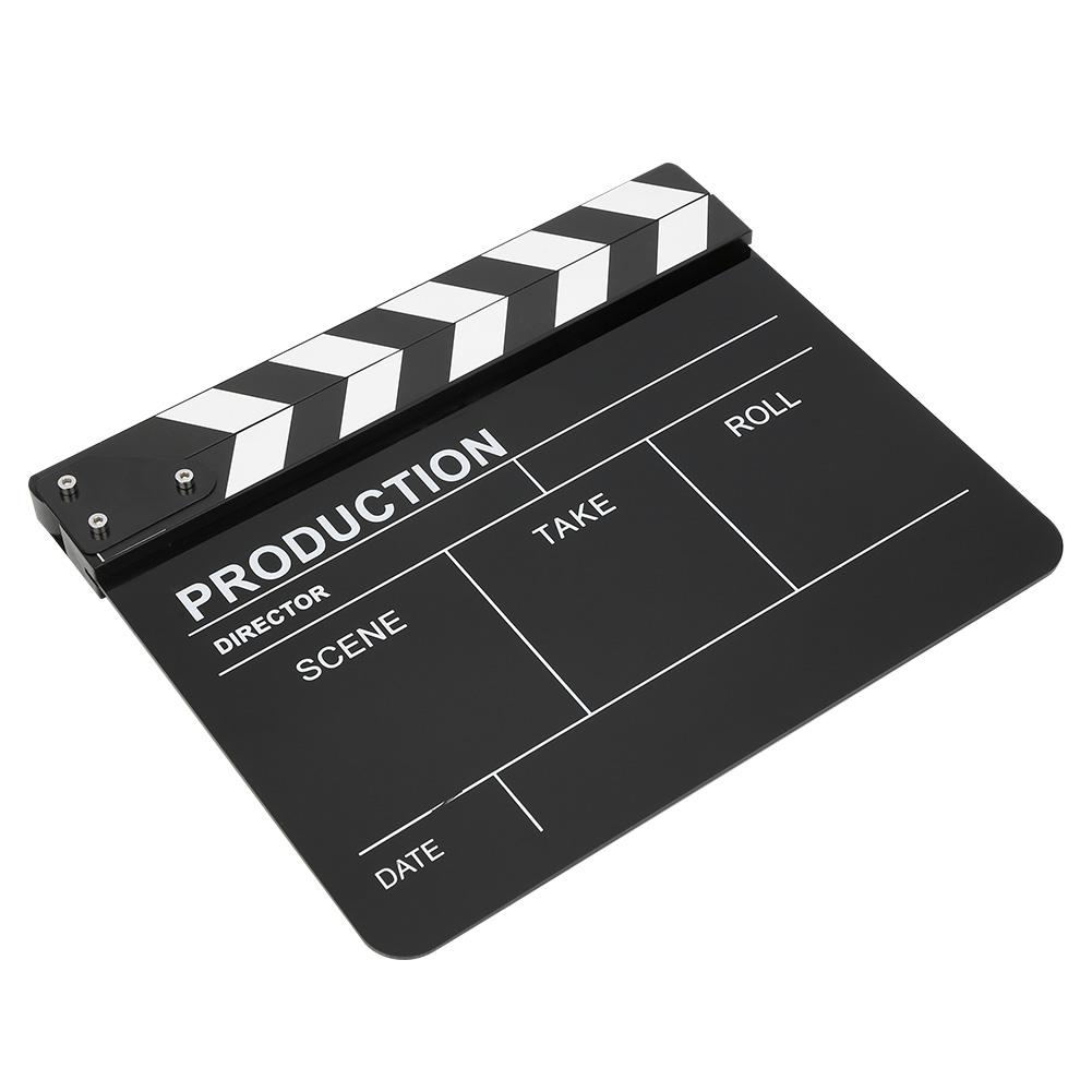 30x25CM Claquete de Acrílico Diretor Profissional Cinema Filme Ação Clap Ferramenta de Fotografia Faixa Branca Quadro Negro