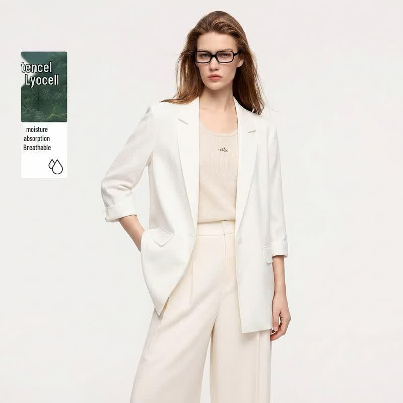 ELLE Women s Tencel Linen Blend Blazer L