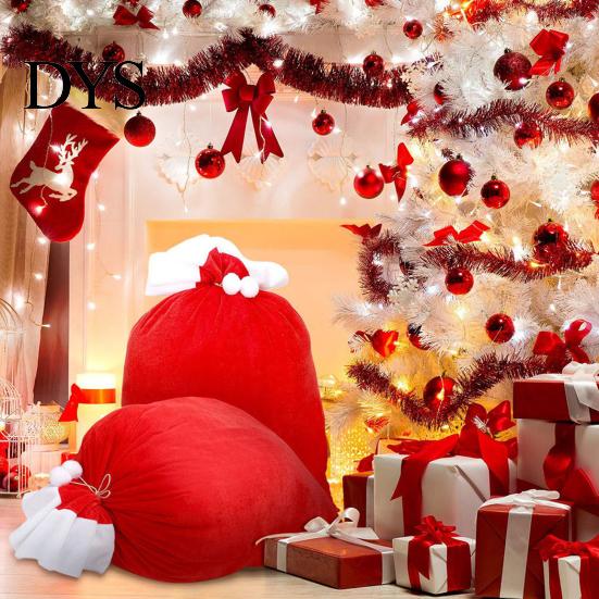 Drawstring Goodies Bags Large Christmas Velvet Gift Bag, Santa Claus Sack with Adjustable Present Holder Drawstring, Reusable Fabric Storage Pouch for