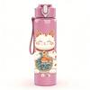 1PC Maneki Neko Lucky Cat Floral 750ml Color Plastic Sports Water Bottle Leakproof Flip Straw Lid Suitable for Sports Office Home Use