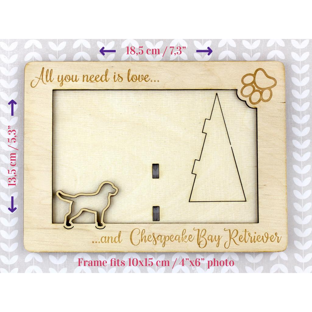 Chesapeake Bay Retriever, Chessie - Photo frame, engraved wooden frame, a lovely gadget for the dog lover by Art-Dog