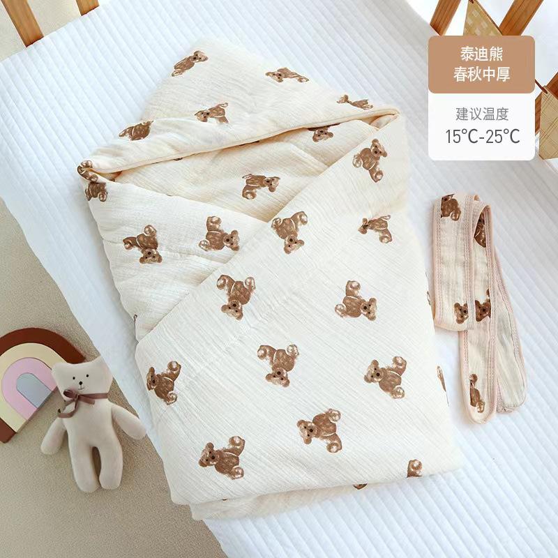 Crêpe Bohnen Bohnenklammer Baumwollsteppdecke Säugling Mit Kapuze Baumwolle Winddicht Außen Decke Neugeborenes Baby Steppdecke