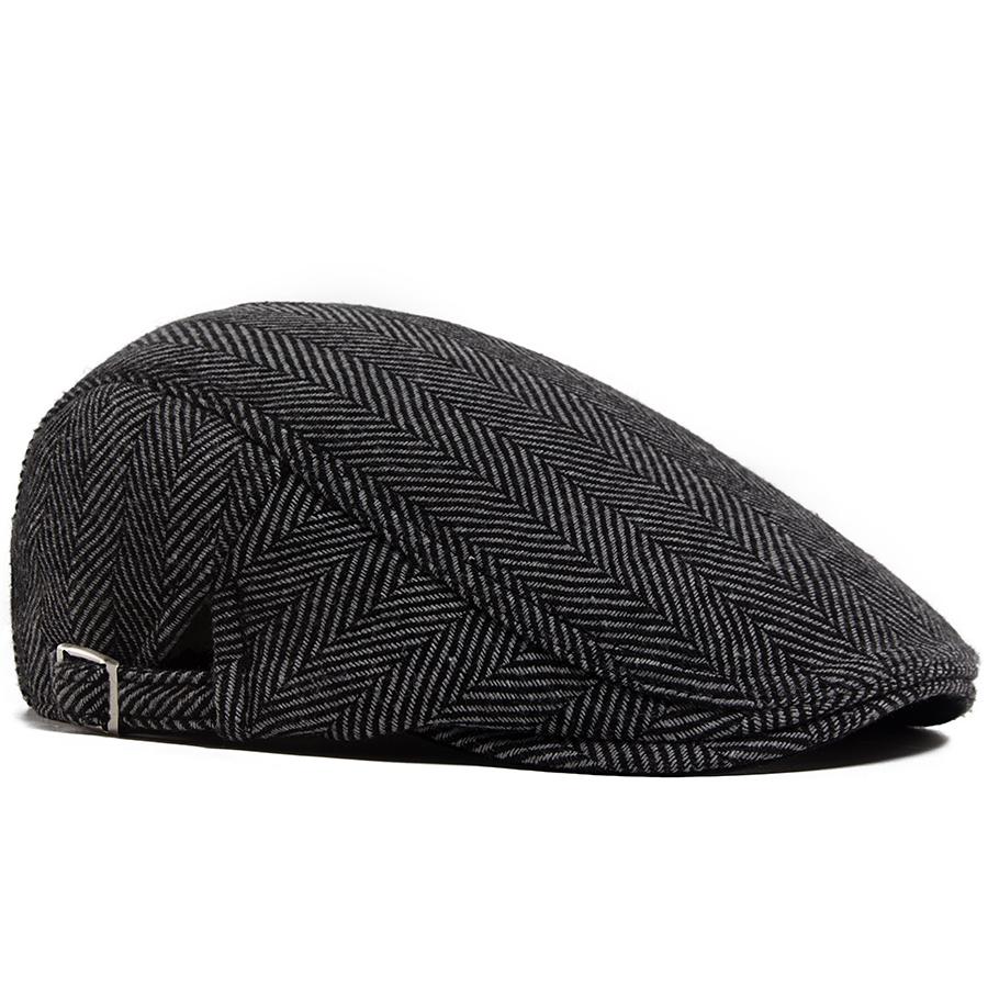 Berretto Lvy a Spina di Pesce Retrò Berretto Piatto Casual da Uomo Autunno Inverno Cappellino da Giornalaio Moda Stile Britannico Cappello Gatsby Con Regolabile