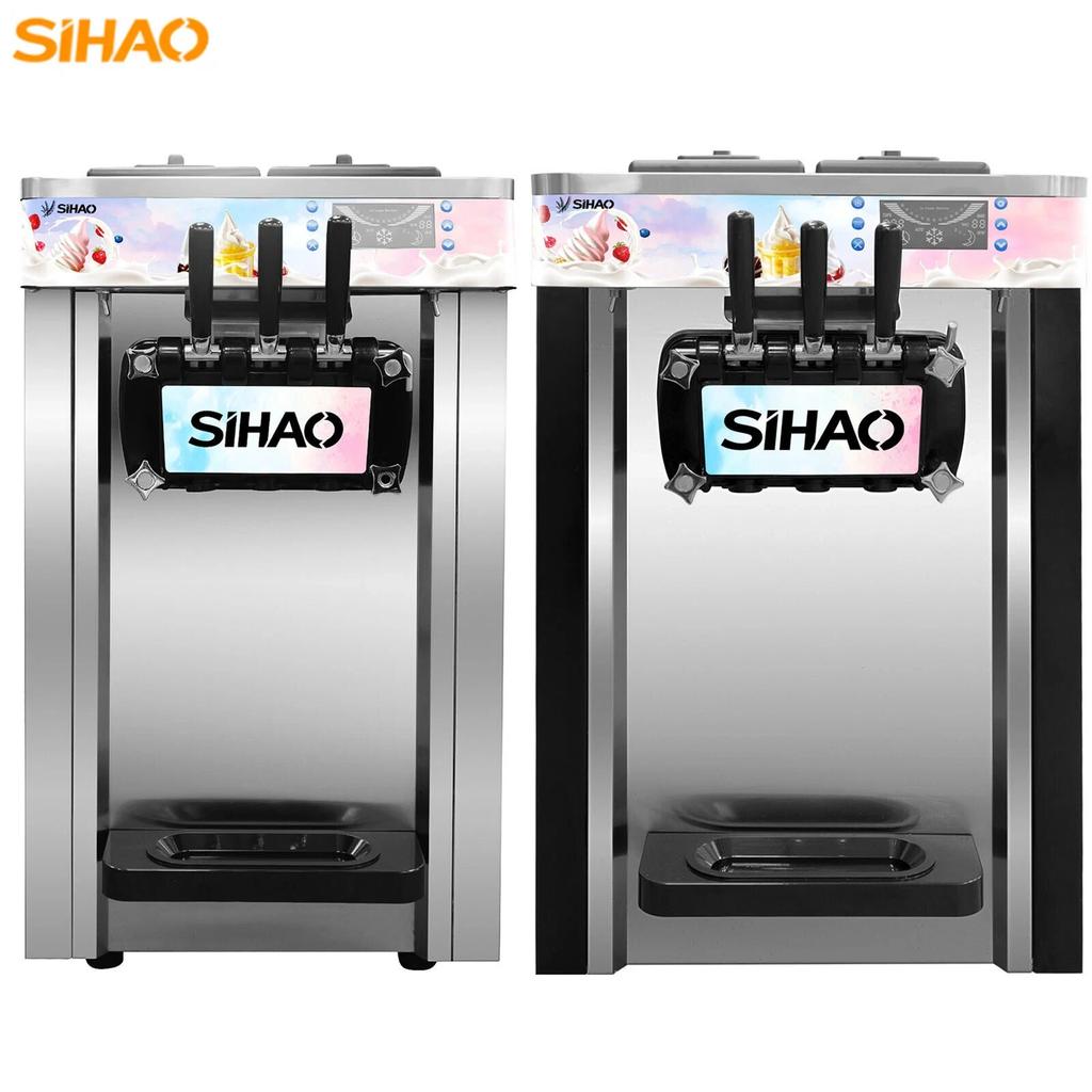 SIHAO Soft Serve Ice Cream Machine 20-28 L/h 3 Flavors Desktop