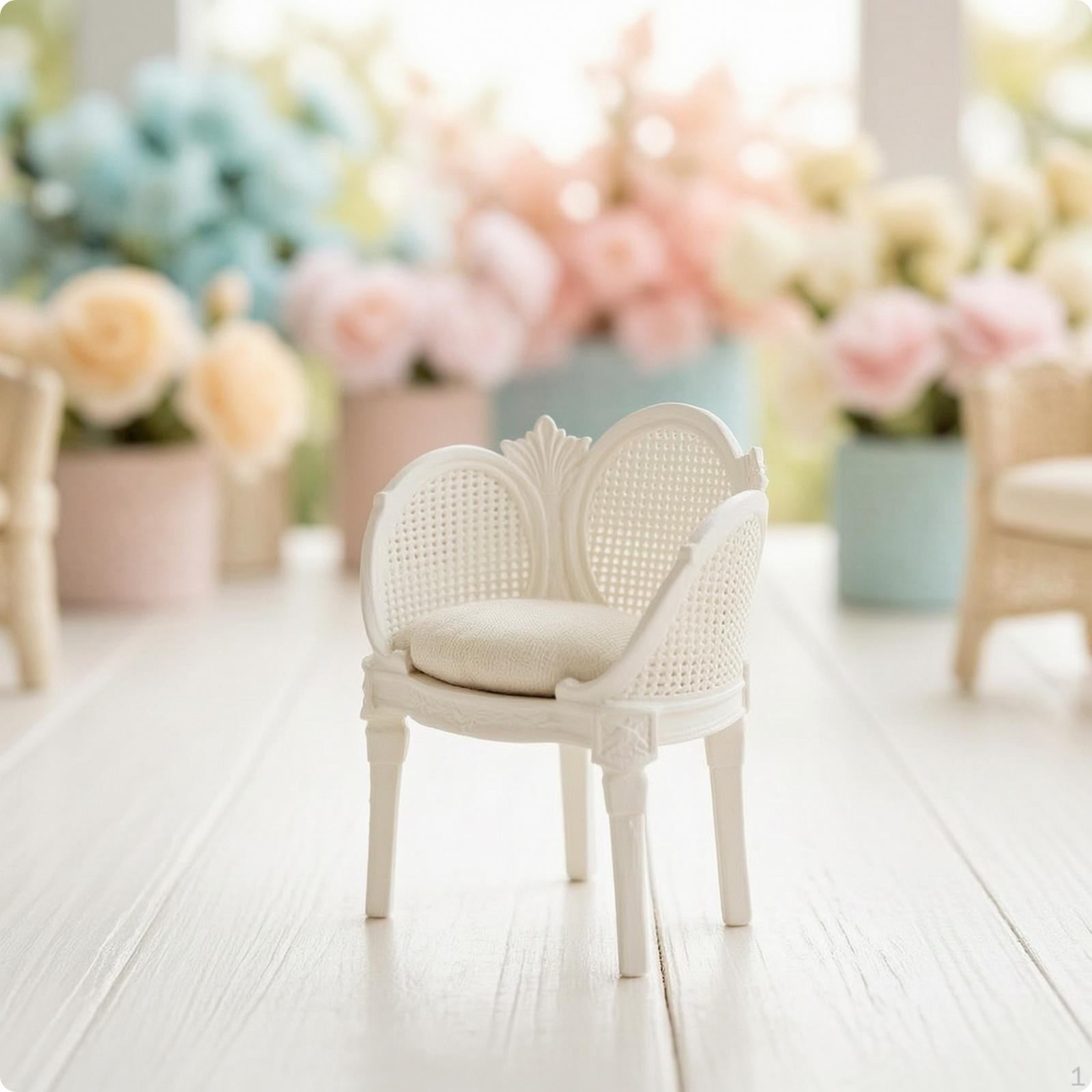 Miniature Sofa Chair 1/12 Scale Dollhouse Armchair VintageStyled with Cushion for