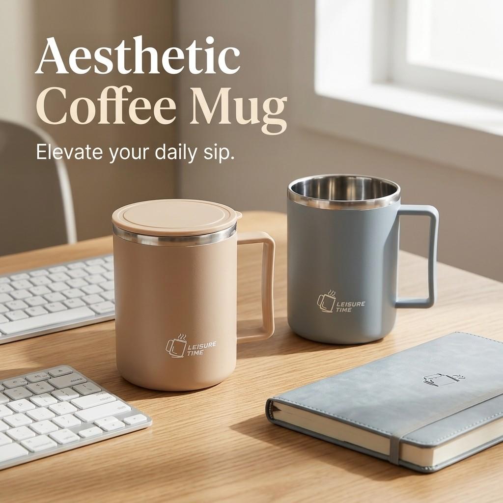 Thermal Coffee Mug with Handle 304 Stainless Steel Insulated Travel Cup Leakproof Tumbler with Lid Portable Tea Water Bottle