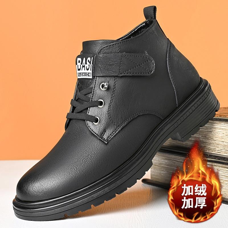 

Зимние ботинки Мартин из натуральной кожи, трендовые, бархатные, утепленные, в стиле милитари, ретро, повседневные, кожаные ботинки, мужские, британские 44