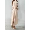 Autumn and Winter Long-sleeved V-neck Pleated Hem Split Dress, Ladies High-waisted Temperament Holiday Conference Evening Dress Elegant ST22117