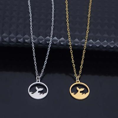 Stainless Steel Ocean Fish Tail Pendant Necklace - Versatile Clavicle Chain
