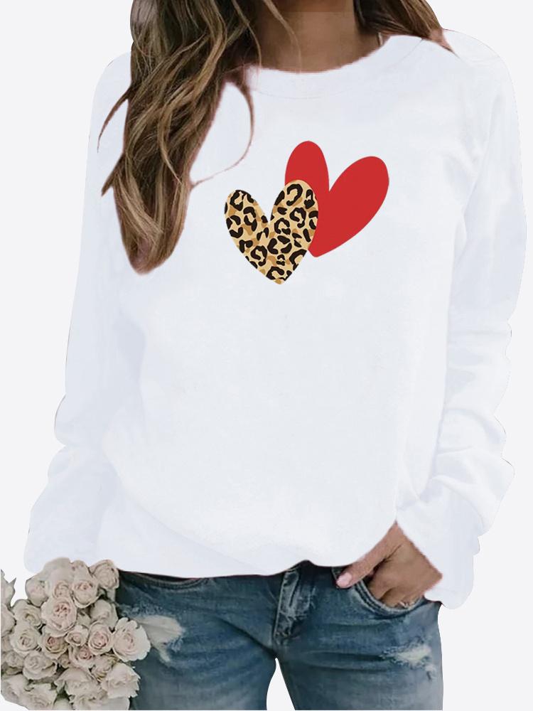 Îmbrăcăminte de toamnă și iarnă pentru femei LOVE Imprimat casual Hanorac cu mânecă lungă Topuri Tricou doamnelor cu gât rotund Pulover Bluză Imprimat