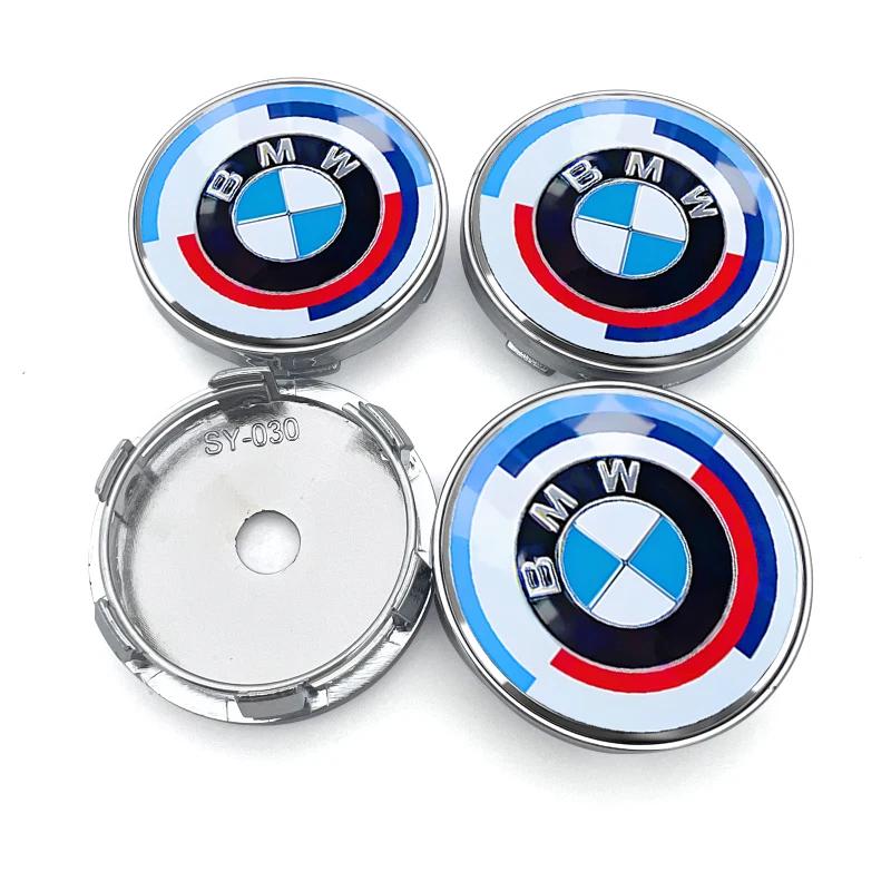4 Stück 60mm Auto Radnabenkappe Felgenabdeckung Emblem Aufkleber Für BMW 50TH E46 E39 E90 E60 E36 F30 F10 E34 E30 20 Autozubehör