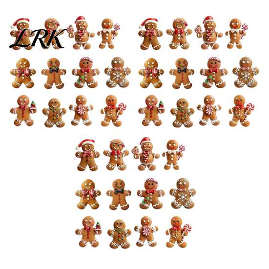 Christmas Fireplace Ornament Set Gingerbread Man Wooden Ornaments, Cute Xmas Tree Vintage Style Holiday Favors Hanging Decoration for Party