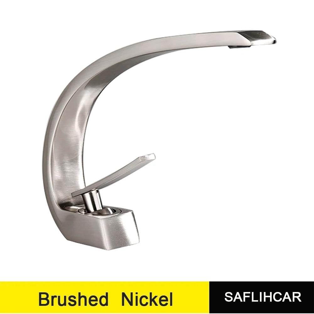 Golden Polished Bathroom Vanity Faucet Single Handle Hot and Cold Water Mixier Sink Faucet Deck Mount Crane