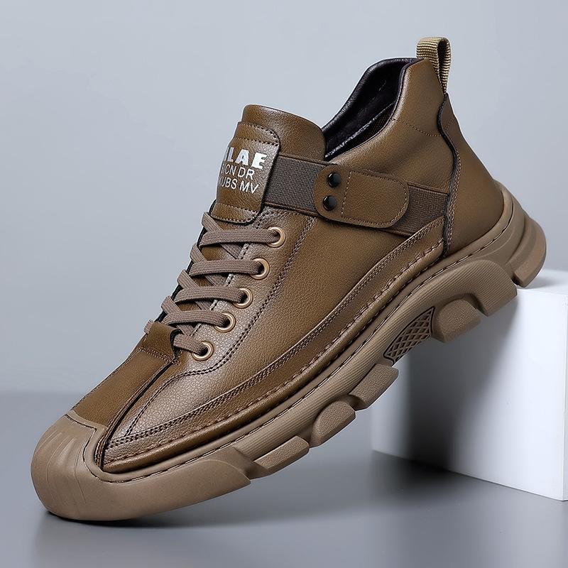 

Мужские ботинки Мартин, весенние короткие ботинки, ботинки из коровьей кожи, мужская повседневная обувь для активного отдыха и пеших прогулок, нескользящая и износостойкая обувь с высоким берцем для мужчин 38 коричневый