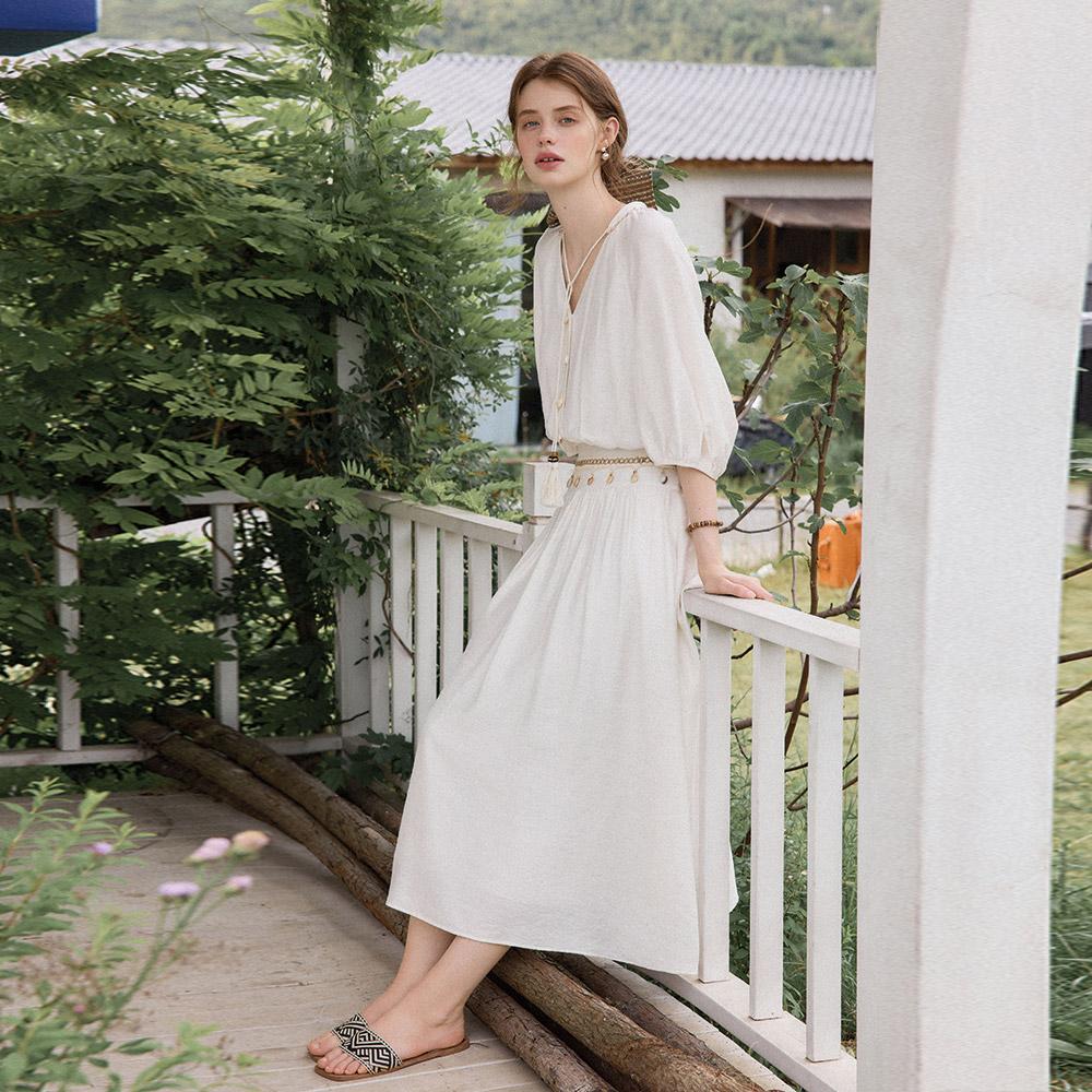 Wednesday Delight Wd_Vacation Lantern Sleeve Dress