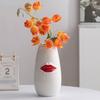 Keramikvase Kreative Rote Lippen Schreibtischdekoration Minimalismus Rote Lippen Porzellan Blumentöpfe Blumenarrangement Florale Vasen